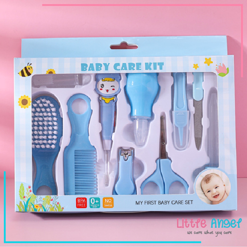 Baby Care Kit Set Termo Alat Perawatan Bayi 10in1 Termometer Sisir Gunting Pembersih Kuku Bayi Hadiah Lahiran Newborn Gift COD