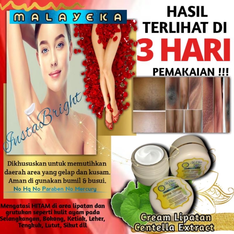 MALAYEKA CREAM PEMUTIH KETIAK Cream Pencerah Lipatan Bokong Leher dan Selangkangan