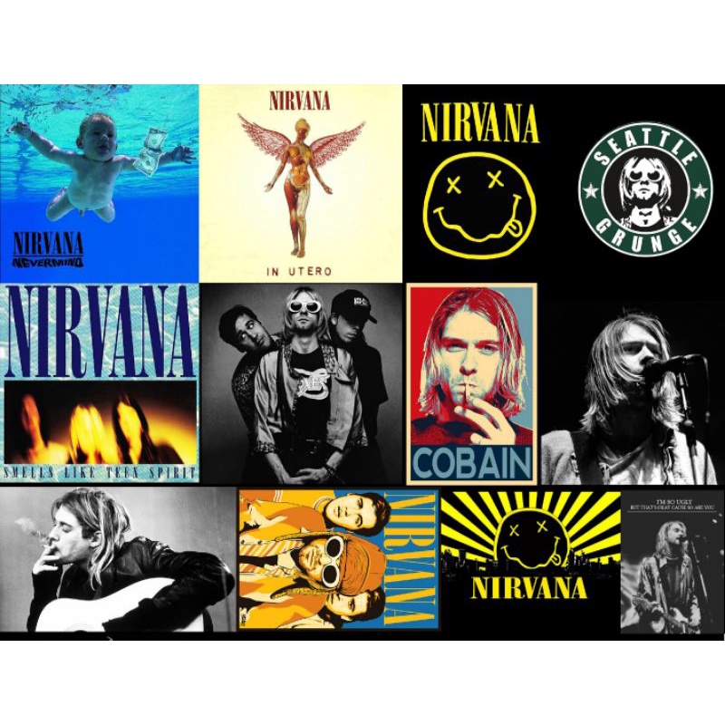 

sticker pack band nirvana grunge bahan graftac stiker laptop helm kulkas motor gitar dll