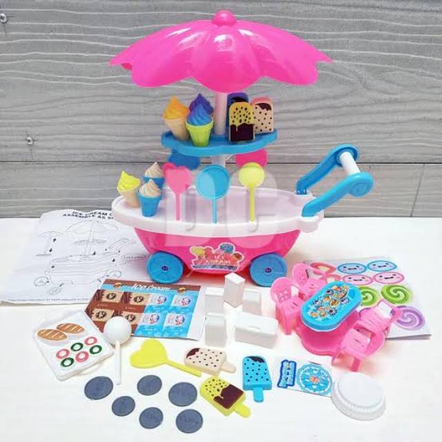 Mainan Gerobak Ice Cream Uk Sedang Edukasi - Set Candy Trolly Anak