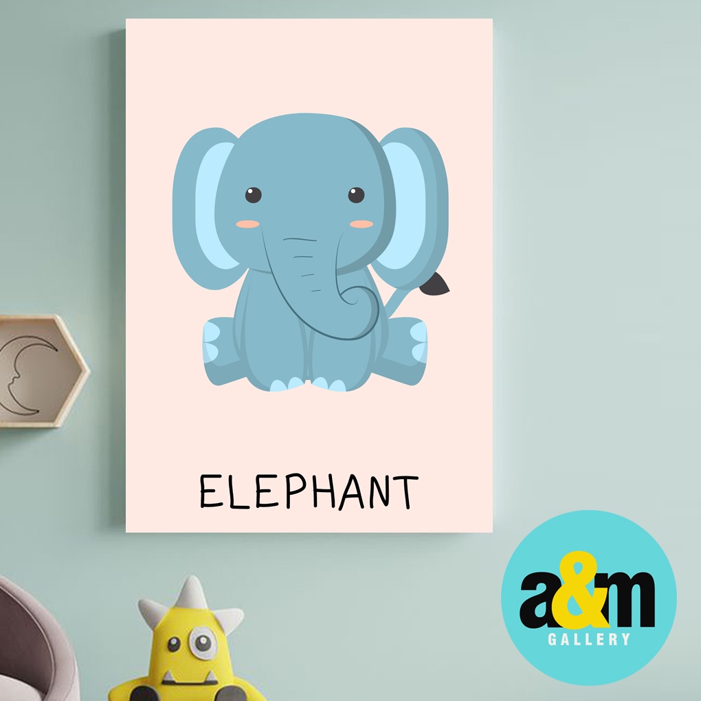 Poster Kayu Hiasan Dinding Kamar Bayi dan anak Gambar Binatang Lucu ( A4 ) Dekorasi Kamar anak Wall decor Edukasi Gambar Tema Binatang - A&amp;M