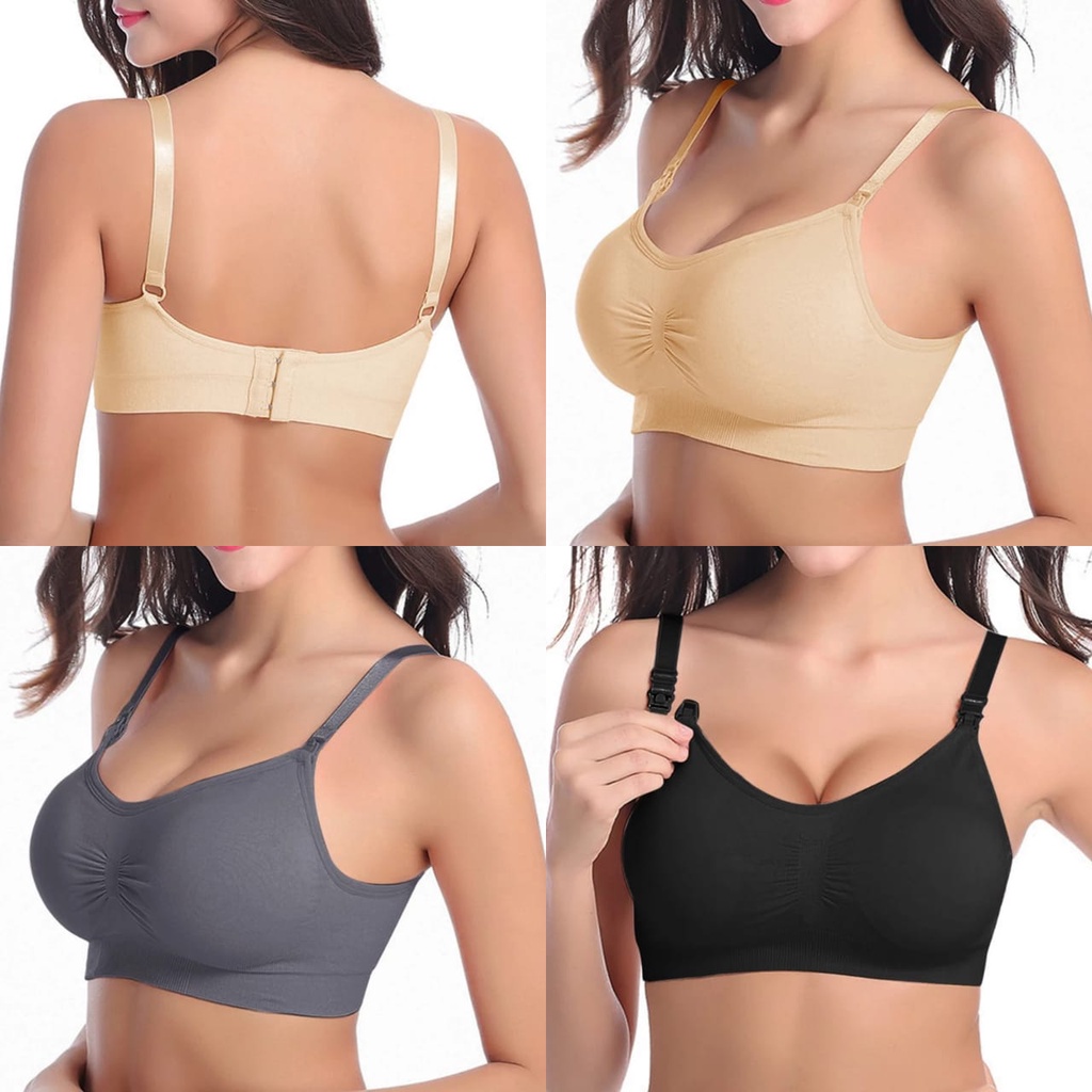 Bra Menyusui tanpa kawat Bra Wanita ibu hamil Cup besar jumbo Maternity Nursing Bra Bahan Kaos Bukaan Depan Model Sporty