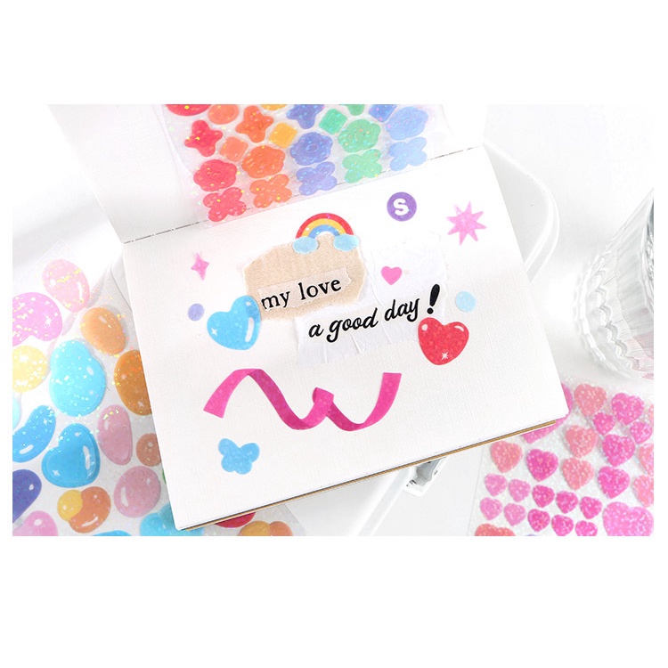 Shiny Ribbon Sticker Rainbow Alphabet Stickers Various Pattern Sequin Label Decor Photo Diary Album