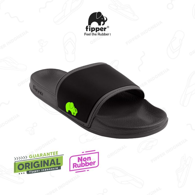 Fipper Slip On Dark Grey / Black/ Green Apple