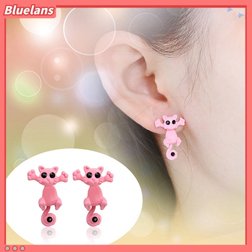 Anting Stud Desain Kartun Hewan Kucing 3D Untuk Perhiasan