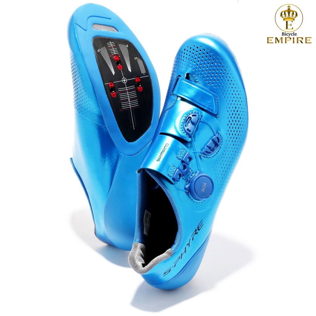 Sepatu Cleat Road Bike Shimano Shoes RC9T SH-RC901T Blue Bicycle Empire