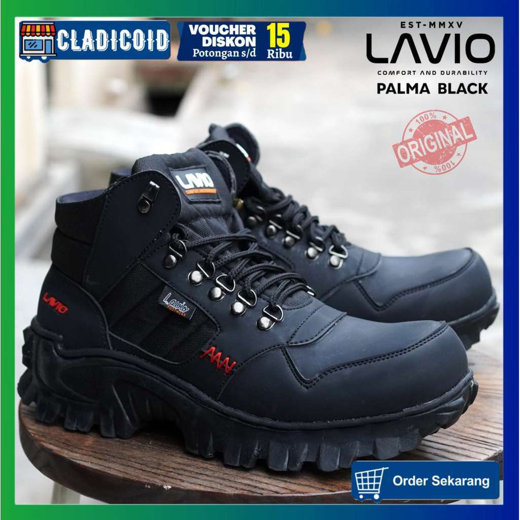 SEPATU SAFETY BOOTS PRIA UJUNG BESI KERJA LAPANGAN OUTDOOR PROYEK BERKENDARA LAVIO PALMA ORIGINAL