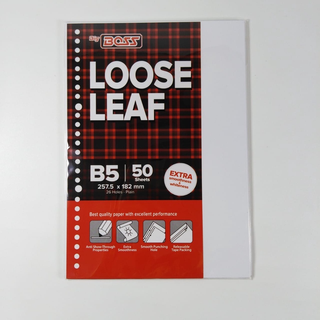 

Kertas Binder Big Boss Loose Leaf B5 50 Lembar Garis
