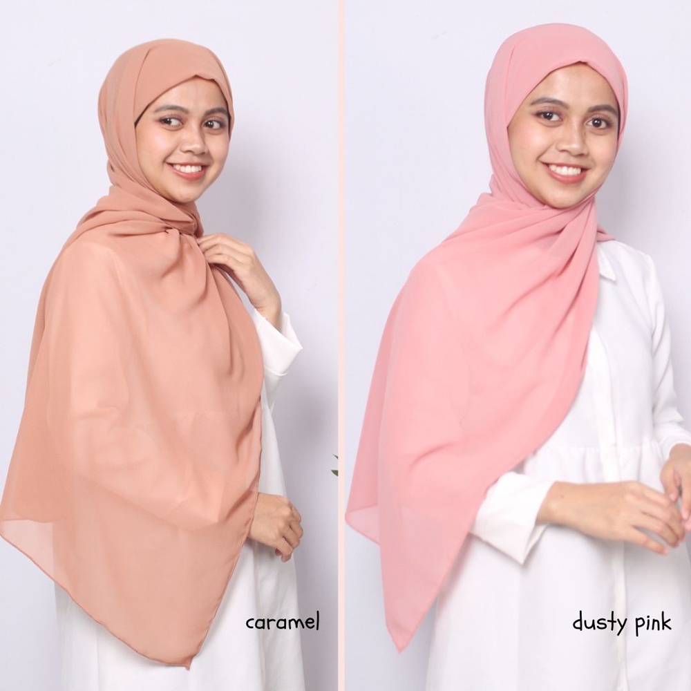 Pashmina Ceruty Baby Doll Premium Panjang 180X75 cm / Pasmina Ceruty Jahit Tepi Polos Malaya