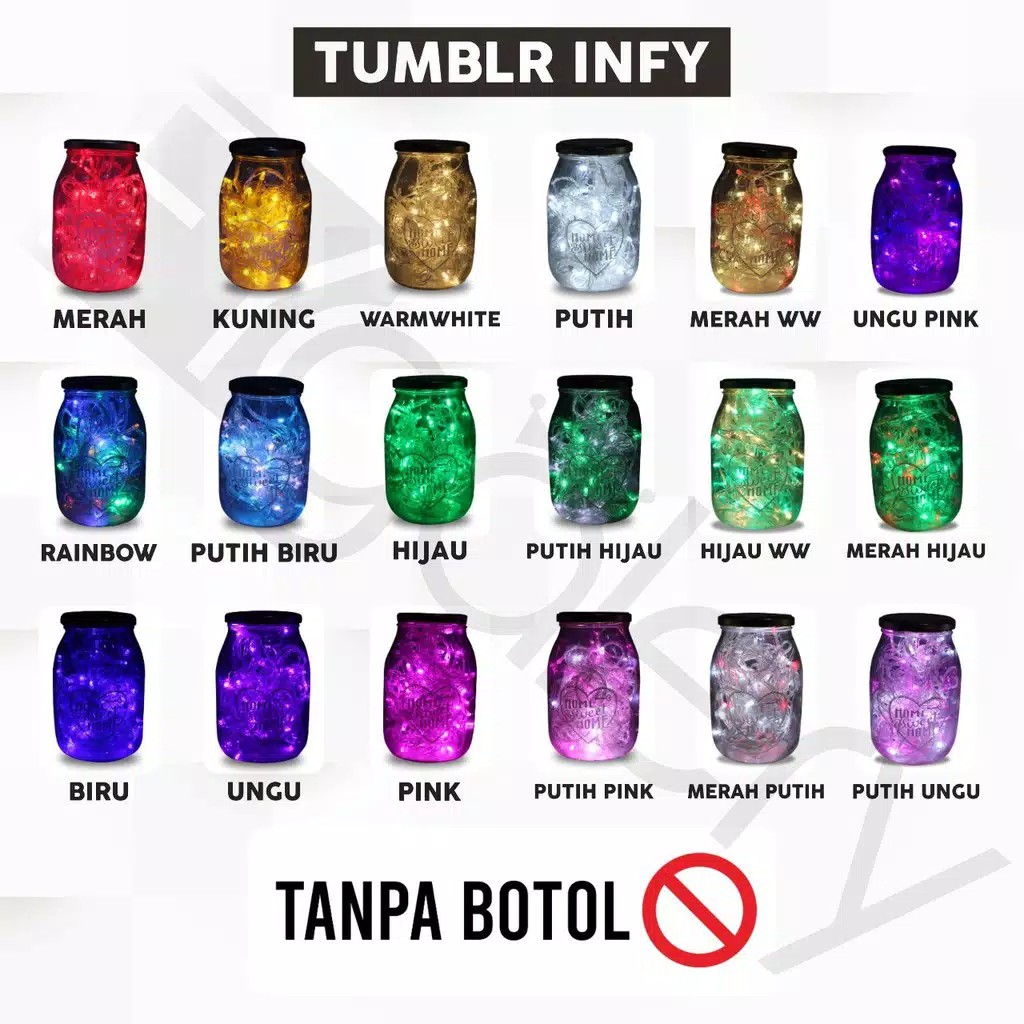 HARGA PROMO!!! Tumblr  Hias LED Dekorasi 50LED 10MTR Packing Opp Lampu Tanpa Botol