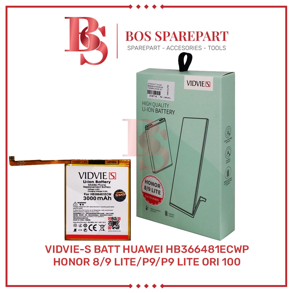 VIDVIE-S BATERAI HUAWEI HB366481ECWP / HONOR 8 / 9 LITE / P9 / P9 LITE ORI 100 / BATTERY / BATRE