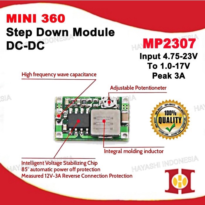 Mini 360 DC DC Step Down Buck Converter Modul Power DC MP2307