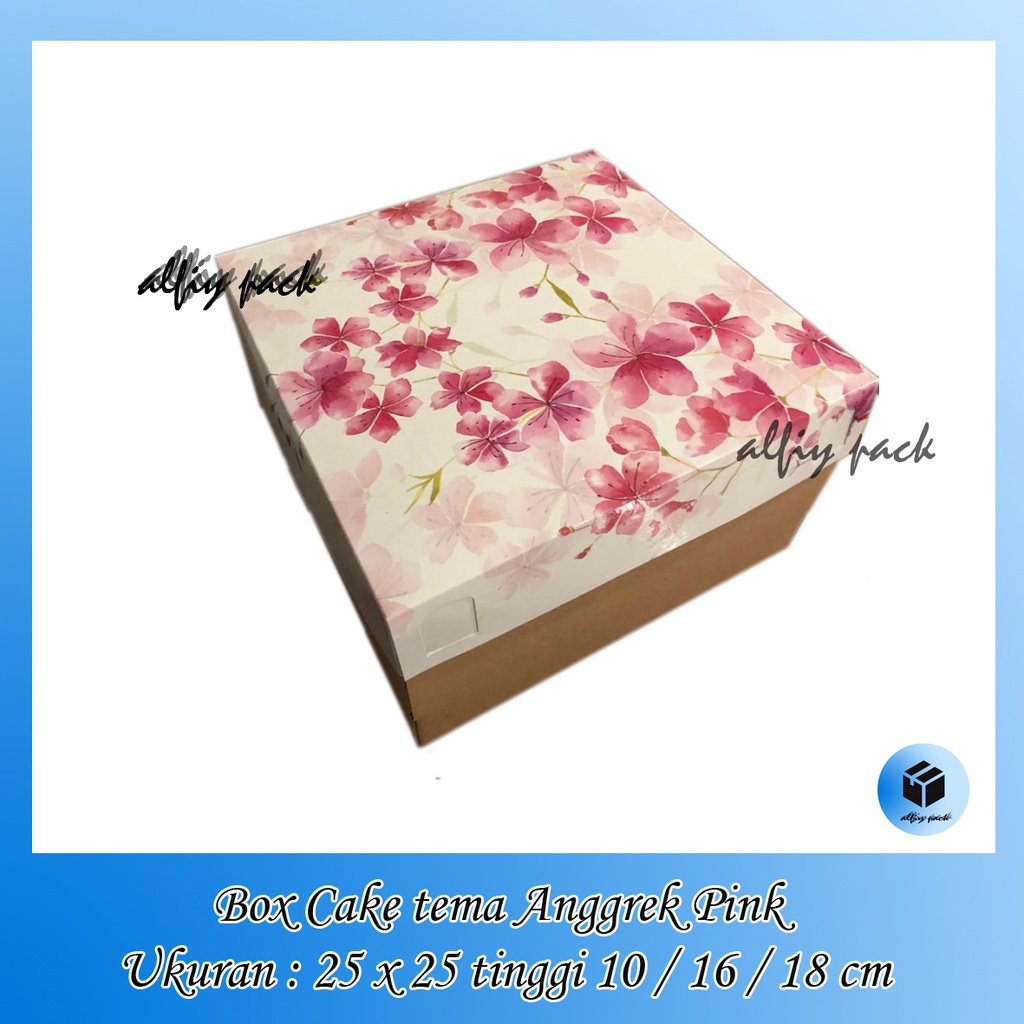 

1pack isi 5pcs BOX CAKE LAPGIT EDISI ANGGREK PINK ORCHID FLOWER UKURAN 25x25 CM TINGGI 10 / 16 / 18 CM DUS PACKAGING HAMPERS / PARCEL GIFT BOX KOTAK BOLU TEMA CERRY