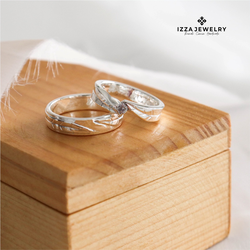Cincin Couple Bahan Perak 925% Asli Free Ukir Nama
