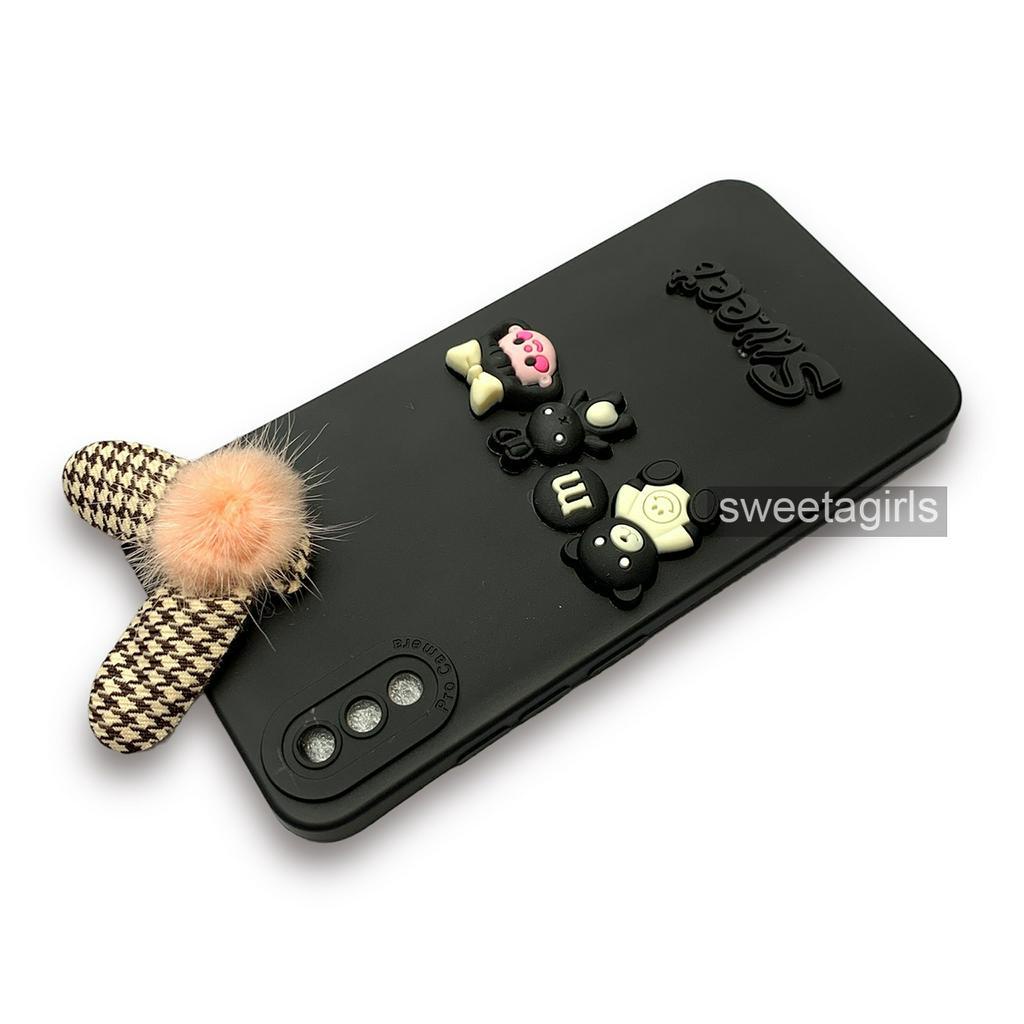 Softcase dengan boneka Timbul 3D untuk Vivo Y91C / Y1s ( Sama ) - Sweetacase.id - Casing Lucu - Kesing Cewek - Casing Lembut - Aksesoris Boneka Timbul - Case Bening - Lucu - Gemoy Transparan - Pom pom