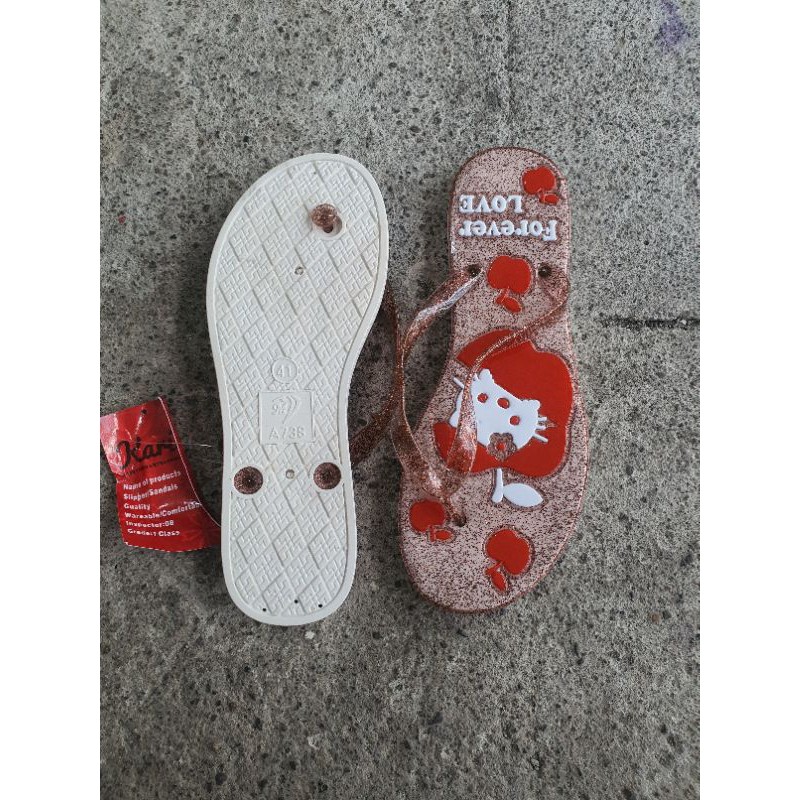 SANDAL JEPIT WANITA GLANSTON VEROTINO HELLO KITTY GLITTER 738-5 / 727 KARET LENTUR RINGAN