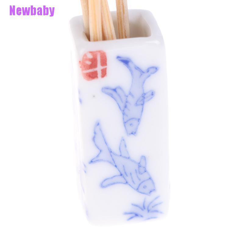 (Newbaby) Mainan Miniatur Sumpit + Tabung + Sendok + Garpu Skala 1: 12 Untuk Dekorasi Rumah Boneka