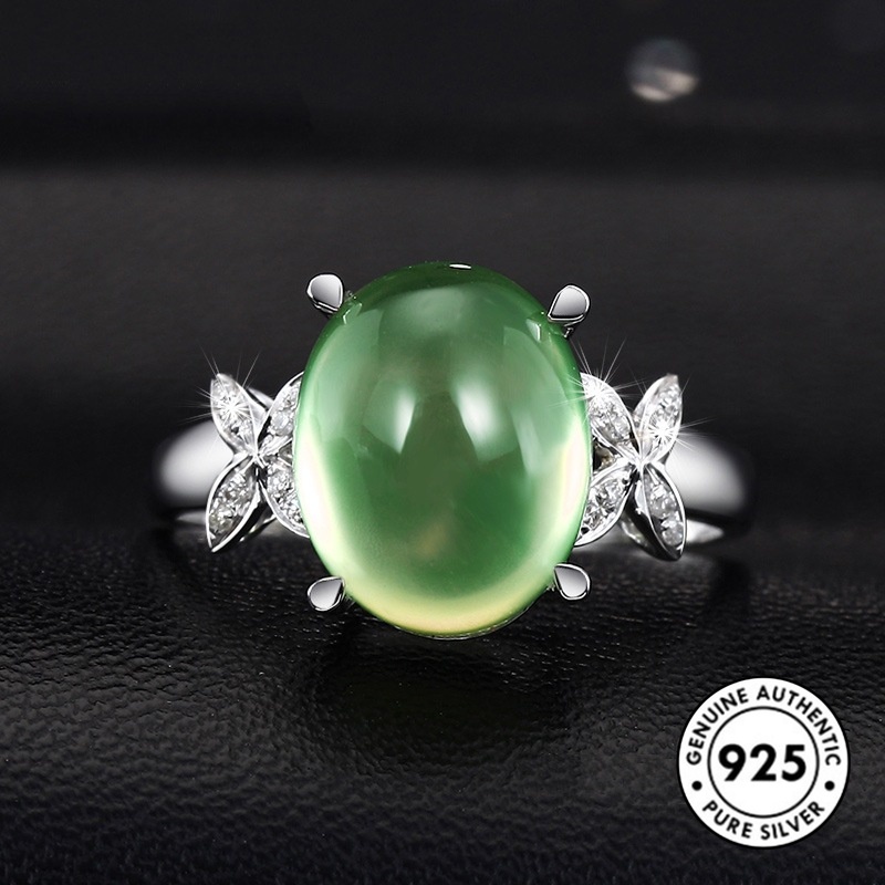 Cincin Sterling Silver 925 Model Kupu-Kupu Dengan Emerald Elegan Untuk Wanita