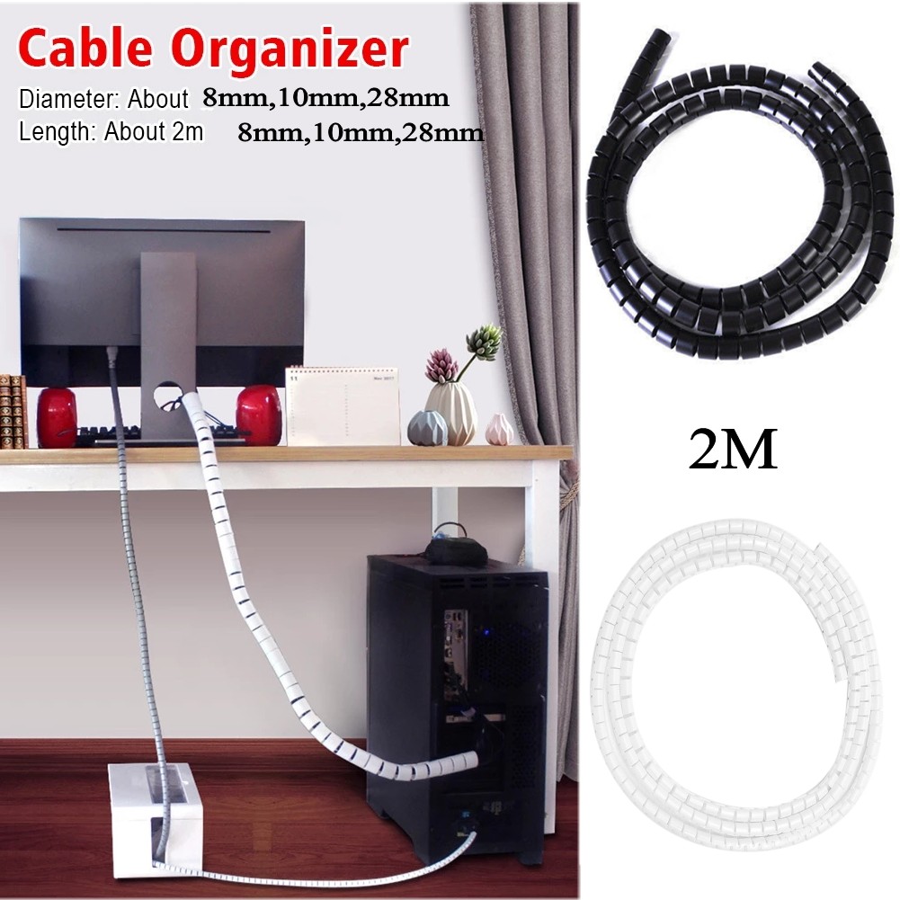 Hot Sale/Tabung Penyimpanan Kawat 2M/kabel Komputer Cords Sleeve Organizer Pipe/Spiral Wrap Winding Cable Wire Protector Cover/Flexible Spiral Management Device