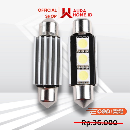 Lampu Interior Mobil LED 36mm C5W DE3423 3 SMD 12V 2 PCS / Lampu Kabin Atap Plafon Plapon Plavon Int
