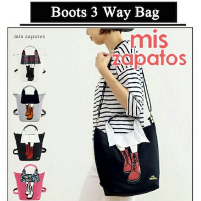 PRE-ORDER : MIS ZAPATOS BOOTS 3 WAY BAG - 100% ORIGINAL JEPANG