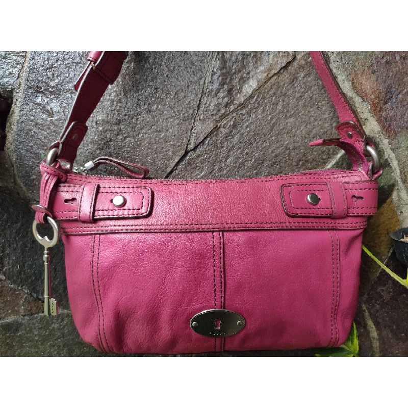 PRELOVED PL TAS BAG FOSSIL MADDOX SATCHEL CONVERTIBLE CONVERTIBEL TURNLOCK TURN LOCK KISSLOCK KISS L