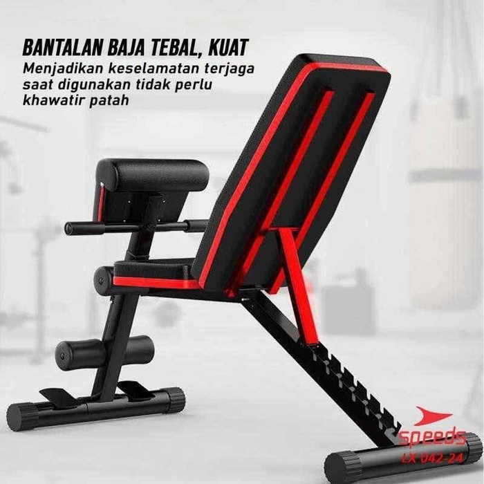 alat olahraga fitness gym rumah praktis multifungsi sit up bench bahan baja kuat