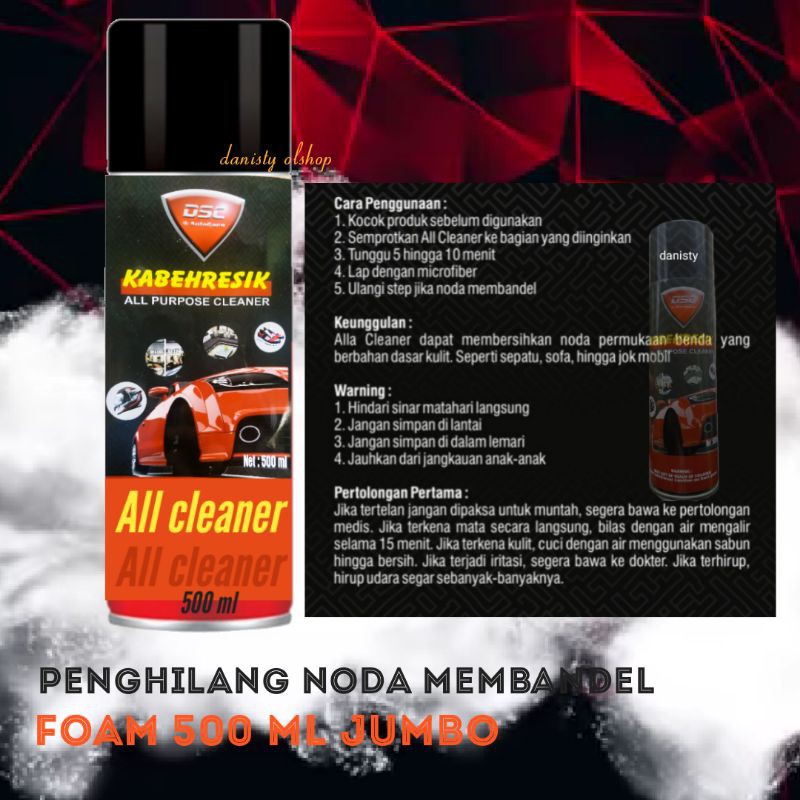 all purphose cleaner/DSC 500 mili atasi noda kuning/sepatu/sofa/jok kulit/interior plafon mobil