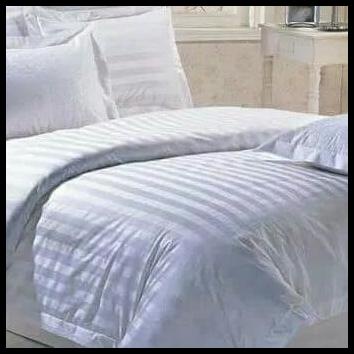Sprei Katun Lokal Salur Putih Hotel Ukuran 100X200X25