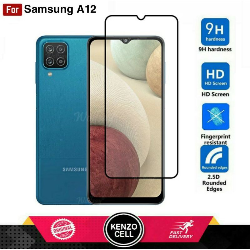 Samsung A12 Tempered Glass - Gorila Glass. Anti Gores Kaca. Tg Galaxy A 12 Full Layar Lem Presisi
