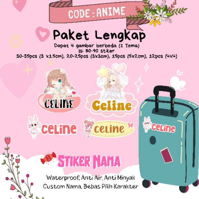 

Stiker Nama Waterproof Murah Lucu isi 90-100 pcs