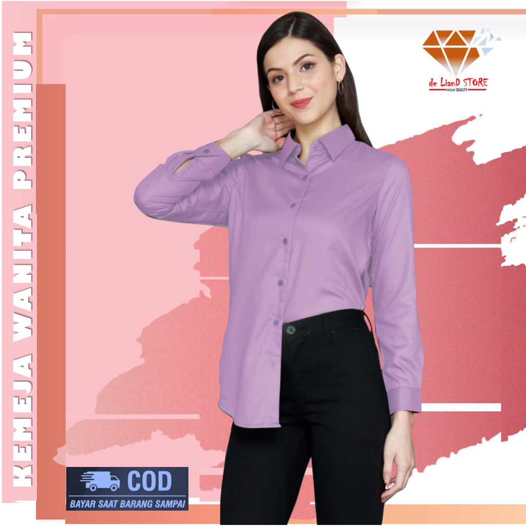 Baju Atasan Kemeja Wanita Cewek Cewe Lengan Panjang Hem Wanita Premium krmeja wanita polos lengan pa