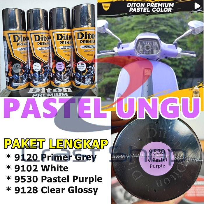 Paket Lengkap Cat Pilox Diton Premium 9530 Warna Pastel Ungu Purple 400cc Pylok Semprot Aerosol Viol