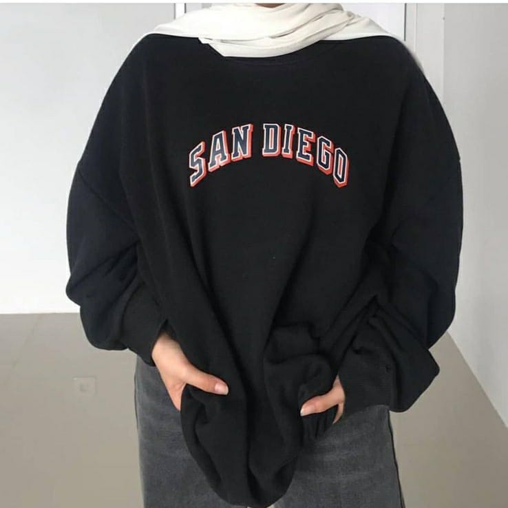 SAN DIEGO SWEATER WANITA - SWEATER CREWNECK SWEATSHIRT WANITA FLEECE