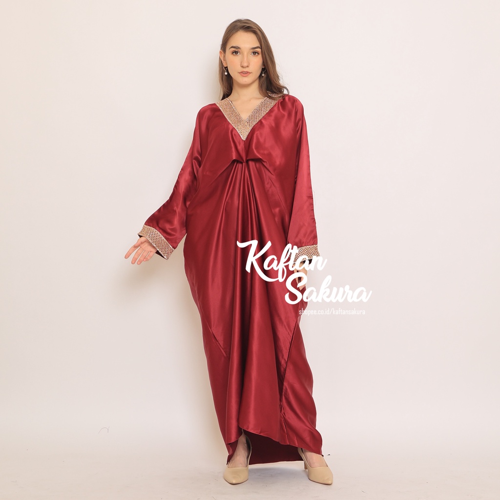 kaftan wanita terbaru bahan satin roberto cavali muat sampai jumbo XXL kaftan modern terbaru