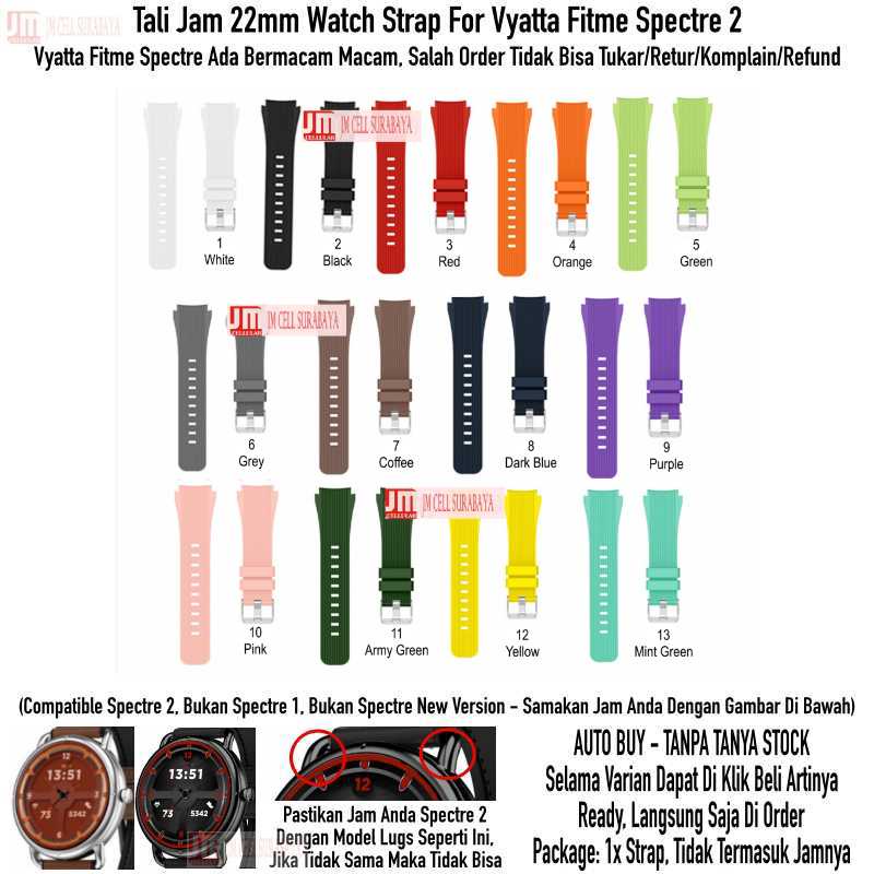 M46 Watch Strap Vyatta FitMe Spectre Gen 2 - Tali Jam 22mm Vertical Line Rubber Silicon