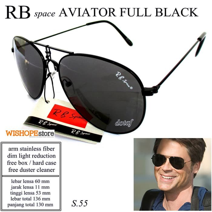 KACAMATA PRIA SUNGLASSES RB SPACE AVIATOR FULL BLACK FULL SET Limited