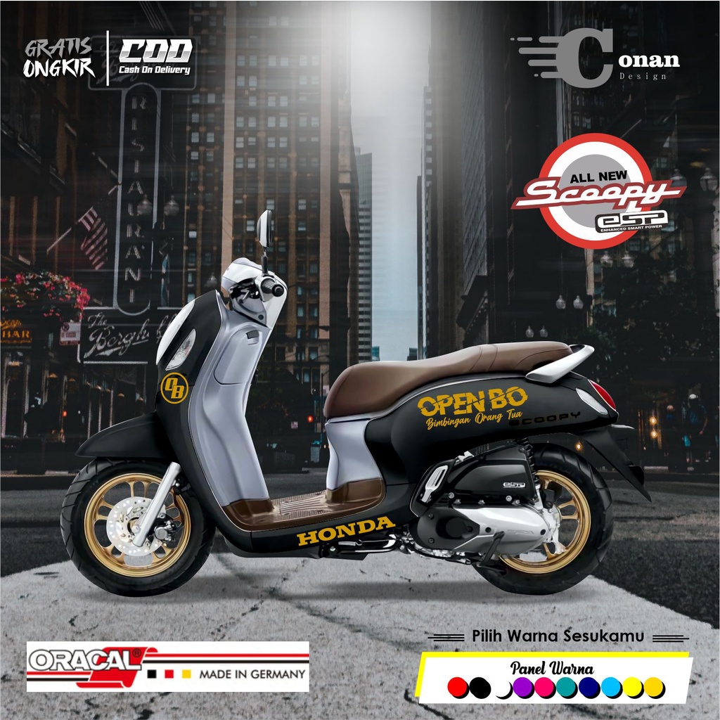 Stiker (Open BO) Scoopy Striping Scoopy Logo (Open BO) Cutting Sticker ( Bimbingan Orang Tua) Viral