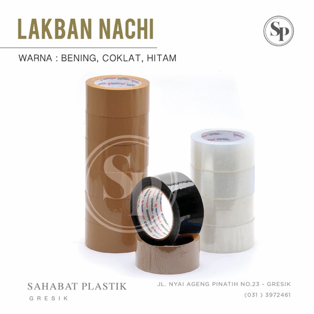 

LAKBAN NACHI ASLI (Plakban Bening Coklat Isolasi Hitam Online Shop)