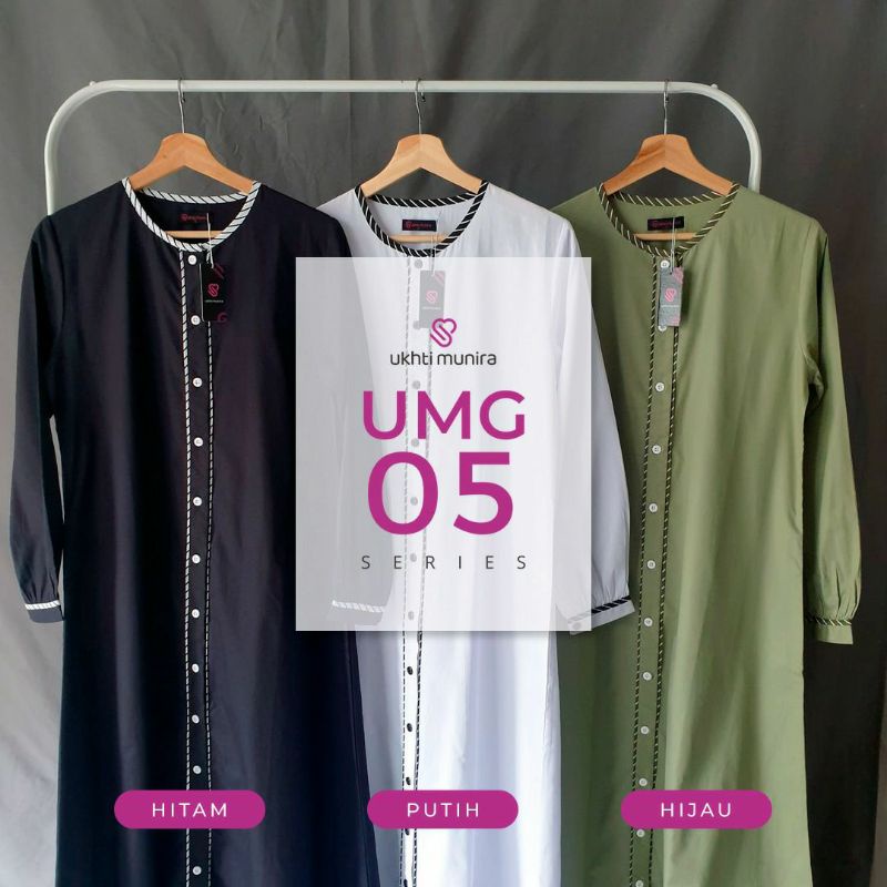 Gamis Ukhti UMG05 | Gamis Ukhti Bahan Katun Twill Luxury Dress Polos  Elegant Adem Kancing Depan Gam