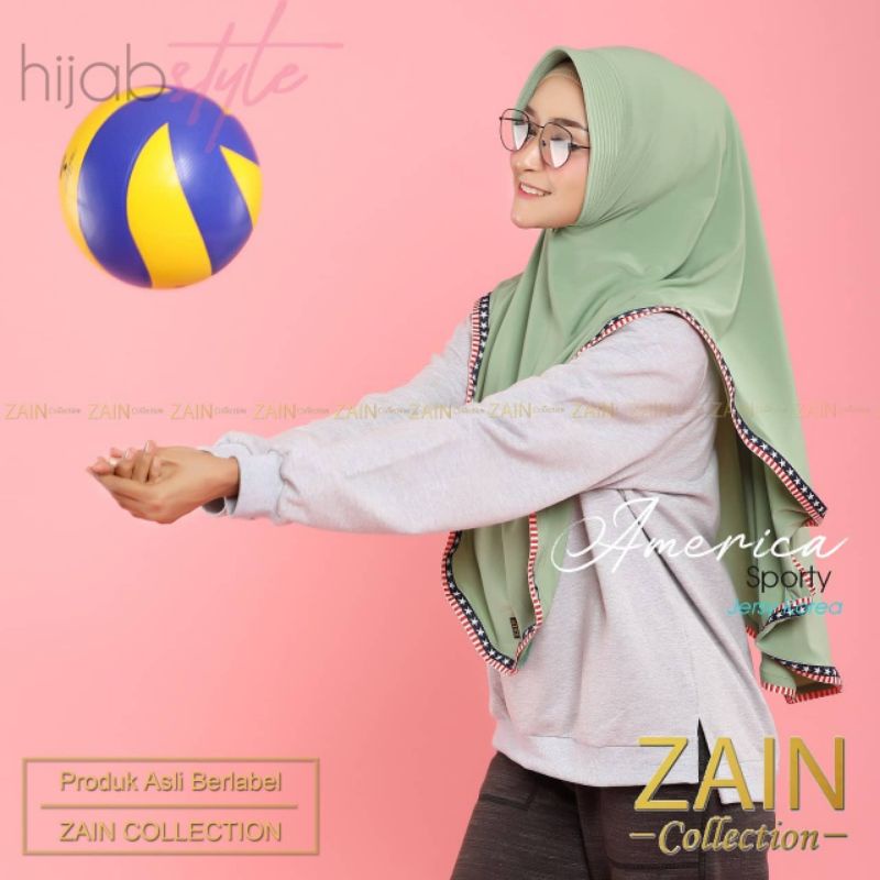 (Bisa Cod) Bergo Sporty America Original Zain Jersey Super 100% Real pic Hijab sporty olahraga-Avocado