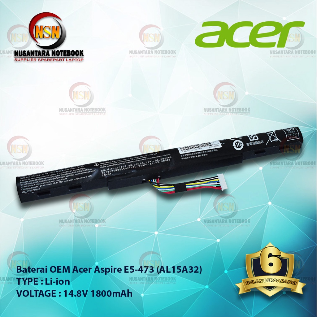 Baterai OEM Acer Aspire E5-473 AL15A32 14.8V 1800mAh