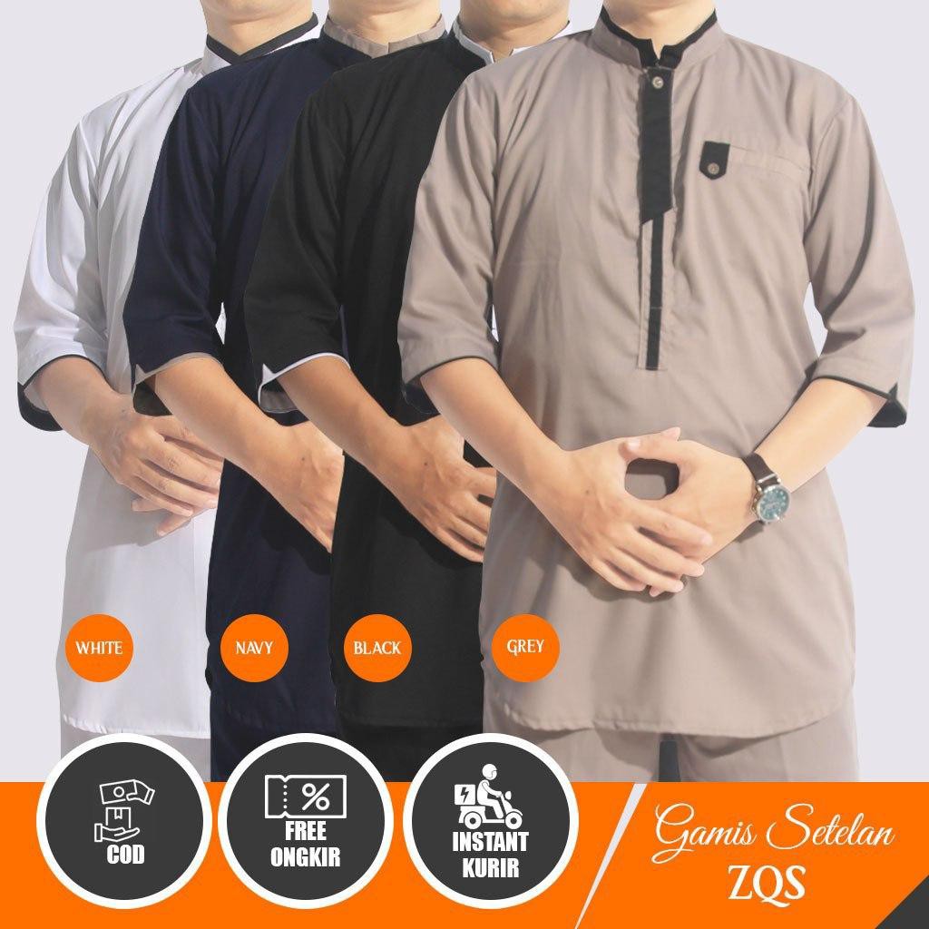 Setelan gamis pria / baju gamis muslim / baju gamis pria dewasa / gamis setelan ZQS - DZ