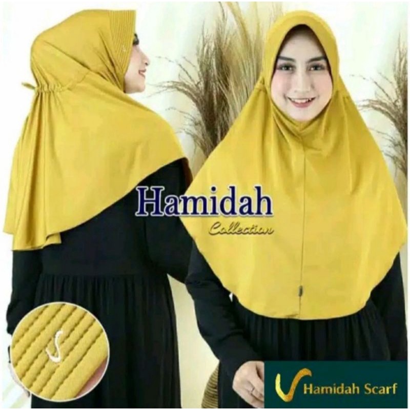 Bergo Hamidah Serut / Bergo Jersey Serut Instant Menutup Dada (FREE GIFT)
