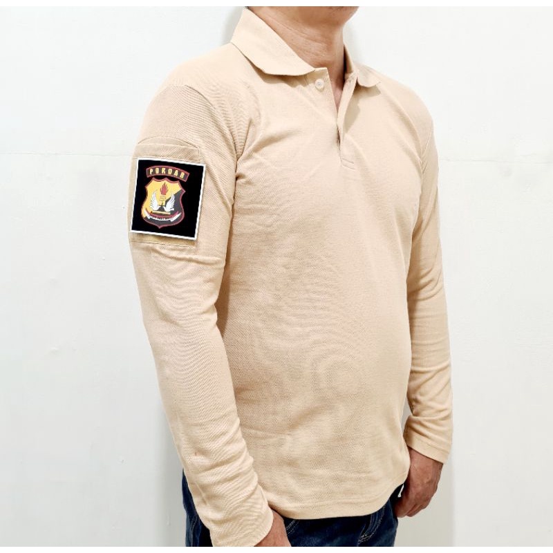 Kaos Logo Pokdar Kamtibmas Baju Model Tactical PDL Polo Lengan Panjang Free 3 Emblem Patch Velkro