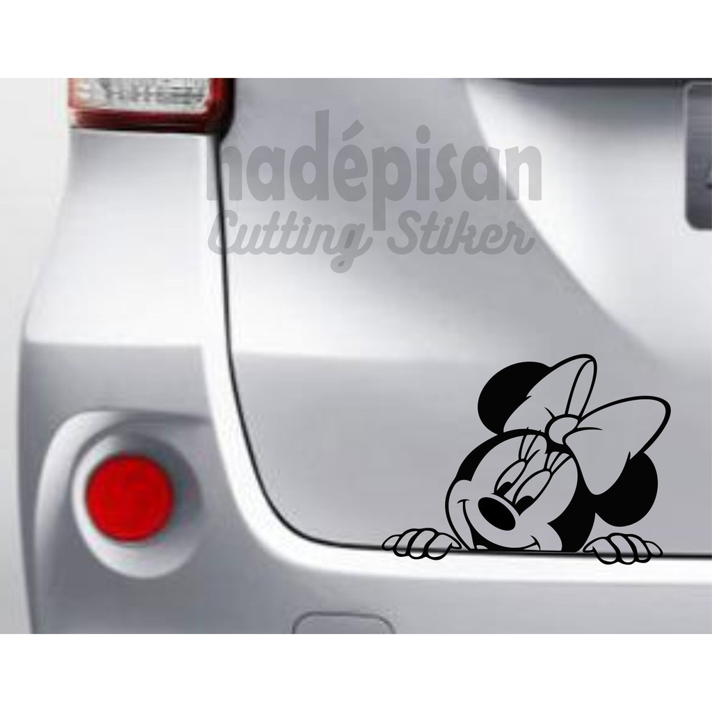 Stiker Mobil Cutting Sticker Mickey Minnie Mouse Peeking Ngintip
