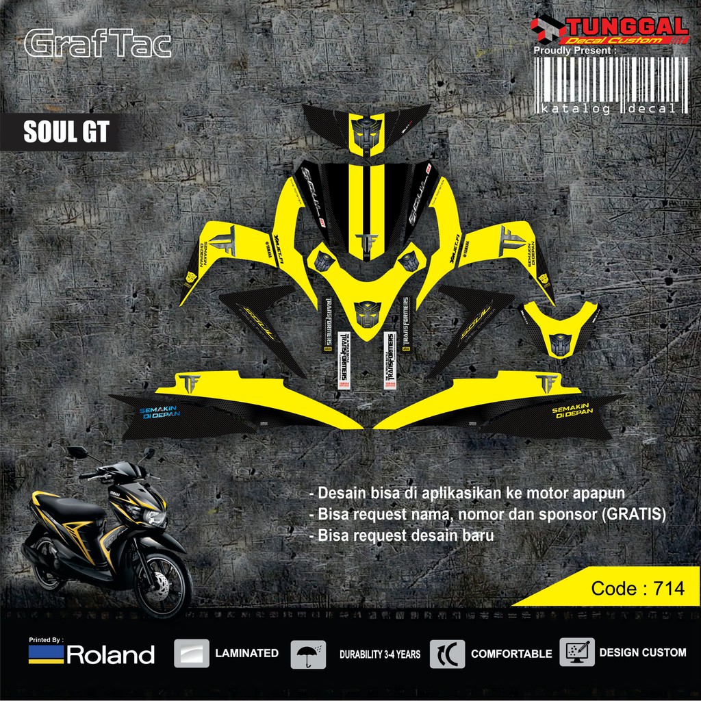 DECAL MIO GT SOUL GT GAMBAR TRANSFORMER BISA REQUEST DESAIN SESUKA HATI