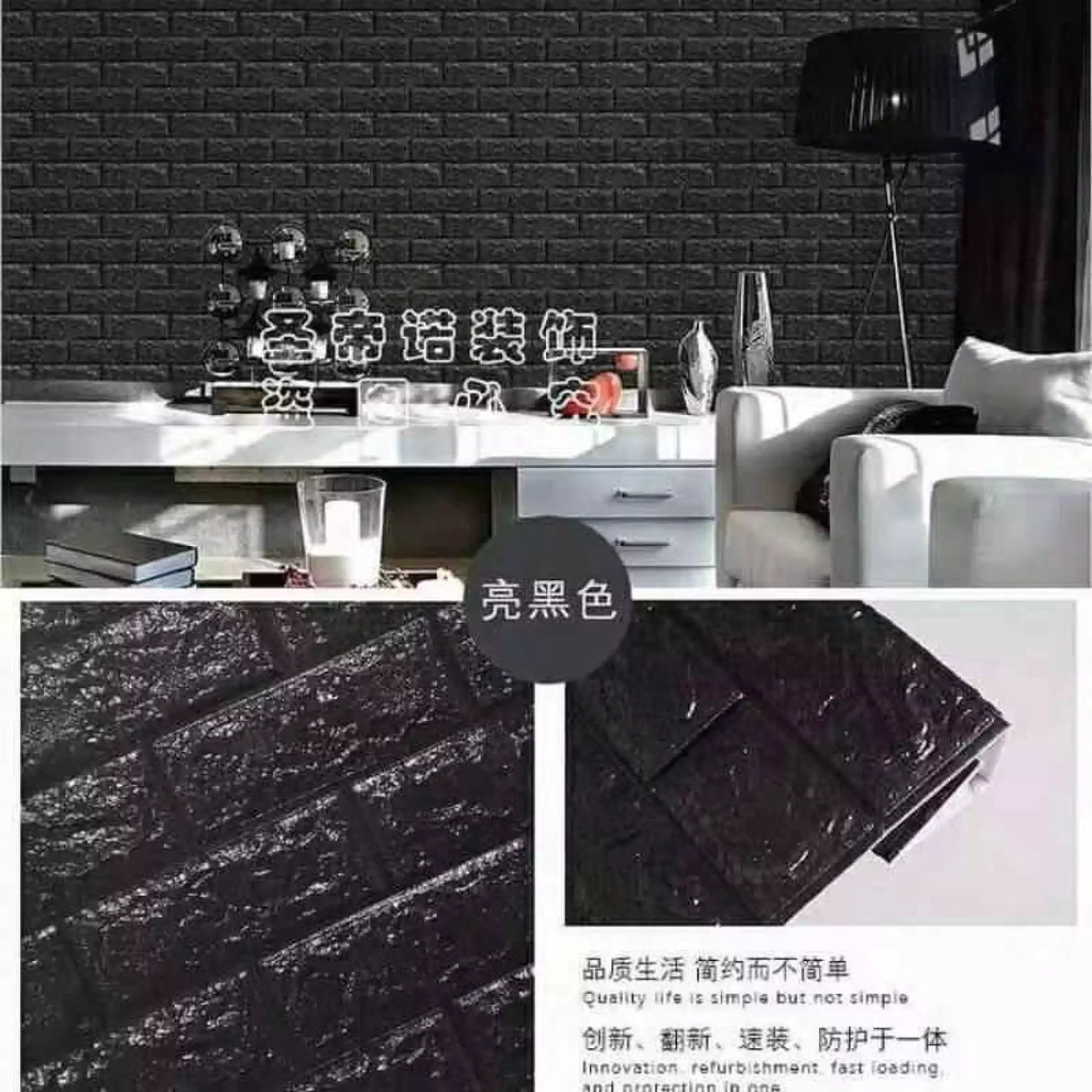 [BISA COD] Wallpaper Dinding Stiker Wallfoam 3D Sticker Dekorasi Kamar Rumah Murah Motif Bata-5