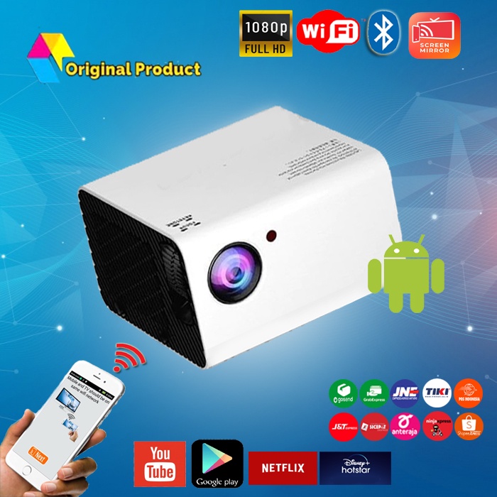Proyektor Android ORIGINAL 3600 Lumens / Projector Android / Infocus Android / Proyektor mini / Proj