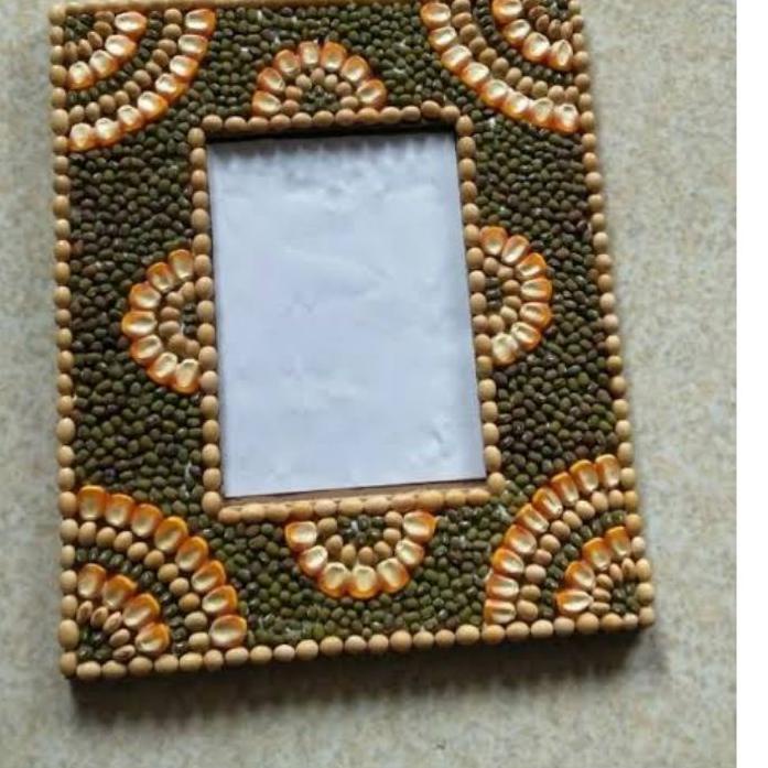 Fla⚡H ⚡ale 7.7Prakarya anak sekolah / pigura dari biji bijian / bingkai foto dari biji bijian / kola